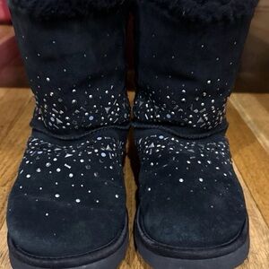Size 10 - UGG Galaxy Bling Black Plush Lined Boot Interior